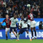 Heggem e LucumĂ contro Thuram e Bonny durante Bologna-Inter in Supercoppa