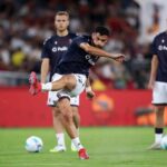 ROME, ITALY - AUGUST 23: Charalampos Lykogiannis of Bologna warms up prior to the Serie A match between AS Roma and Bologna FC 1909 at Stadio Olimpico on August 23, 2025 in Rome, Italy.