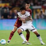 Mancini e Castro durante Roma-Bologna di Serie A