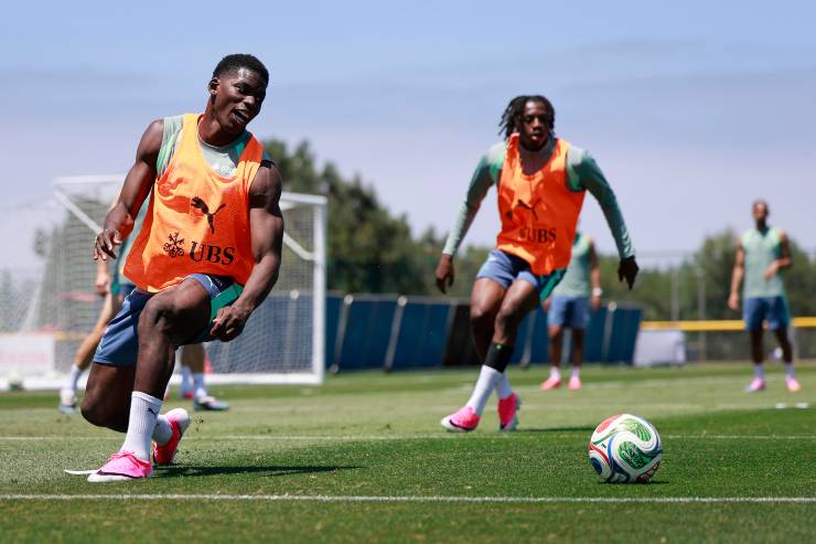 Manzambi in allenamento