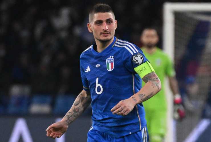Marco Verratti in azione con la maglia dell'Italia