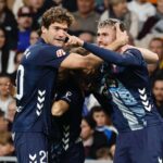 Marcos Alonso esulta con i compagni del Celta Vigo