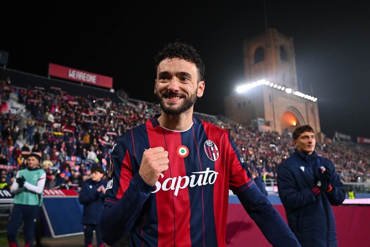 Joao Mario festeggia dopo la vittoria in Bologna-Brann di Europa League