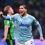 Fabio Miretti of Juventus celebrates scoring his team's second goal during the Serie A match between US Sassuolo Calcio and Juventus FC at Mapei Stadium Citta del Tricolore on January 06, 2026 in Sassuolo, Italy.