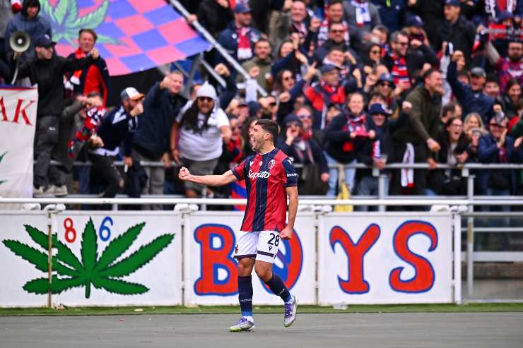 Cambiaghi esulta dopo il gol