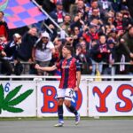 Nicolò Cambiaghi esulta dopo il gol