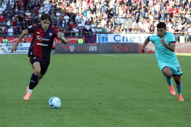 Cambiaghi in azione contro il Cagliari