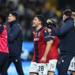 Nicolò Cambiaghi festeggia con la squadra la vittoria in Bologna-Inter di Supercoppa