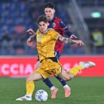 Nicolò Zaniolo e Martin Vitik durante Bologna-Udinese
