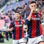 Nikola Moro esulta dopo il gol al Pisa