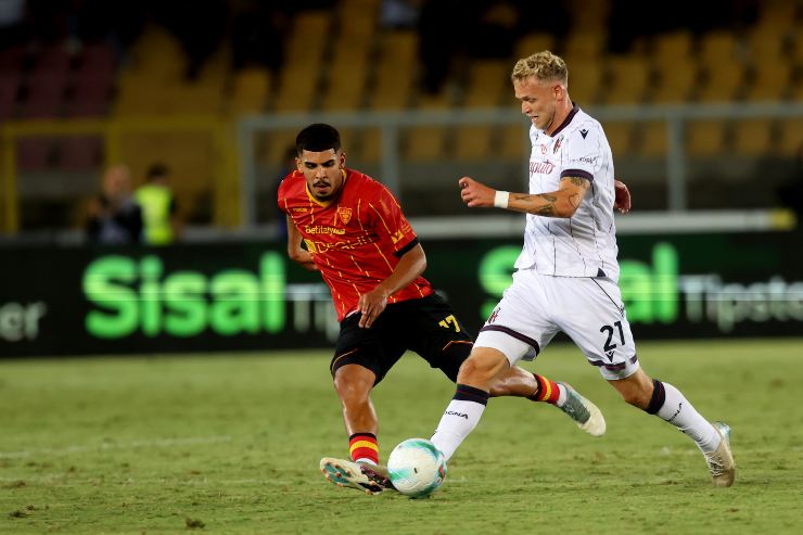 Odgaard in azione contro il Lecce