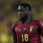 Orel Mangala durante Belgio-Romania a Euro2024
