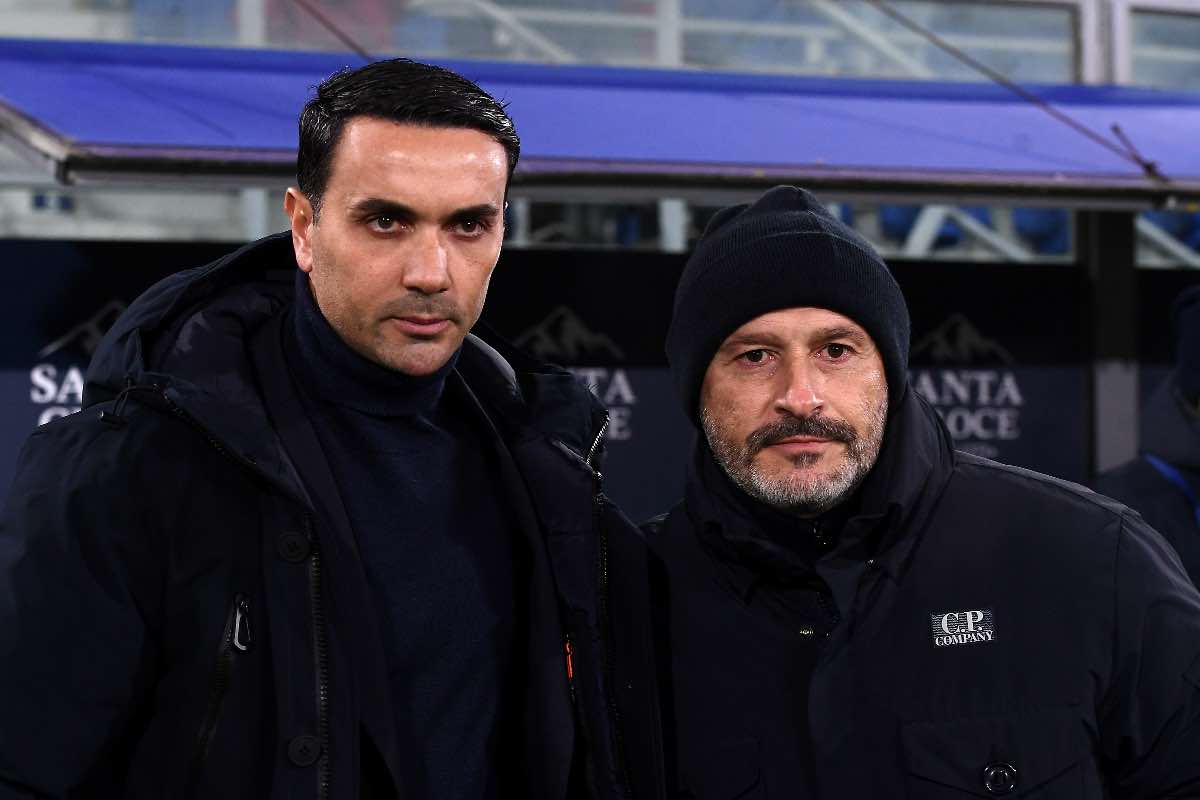 Raffaele Palladino e Vincenzo Italiano prima di Bologna-Atalanta