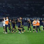I giocatori gialloblù dopo Napoli-Parma dello scorso campionato