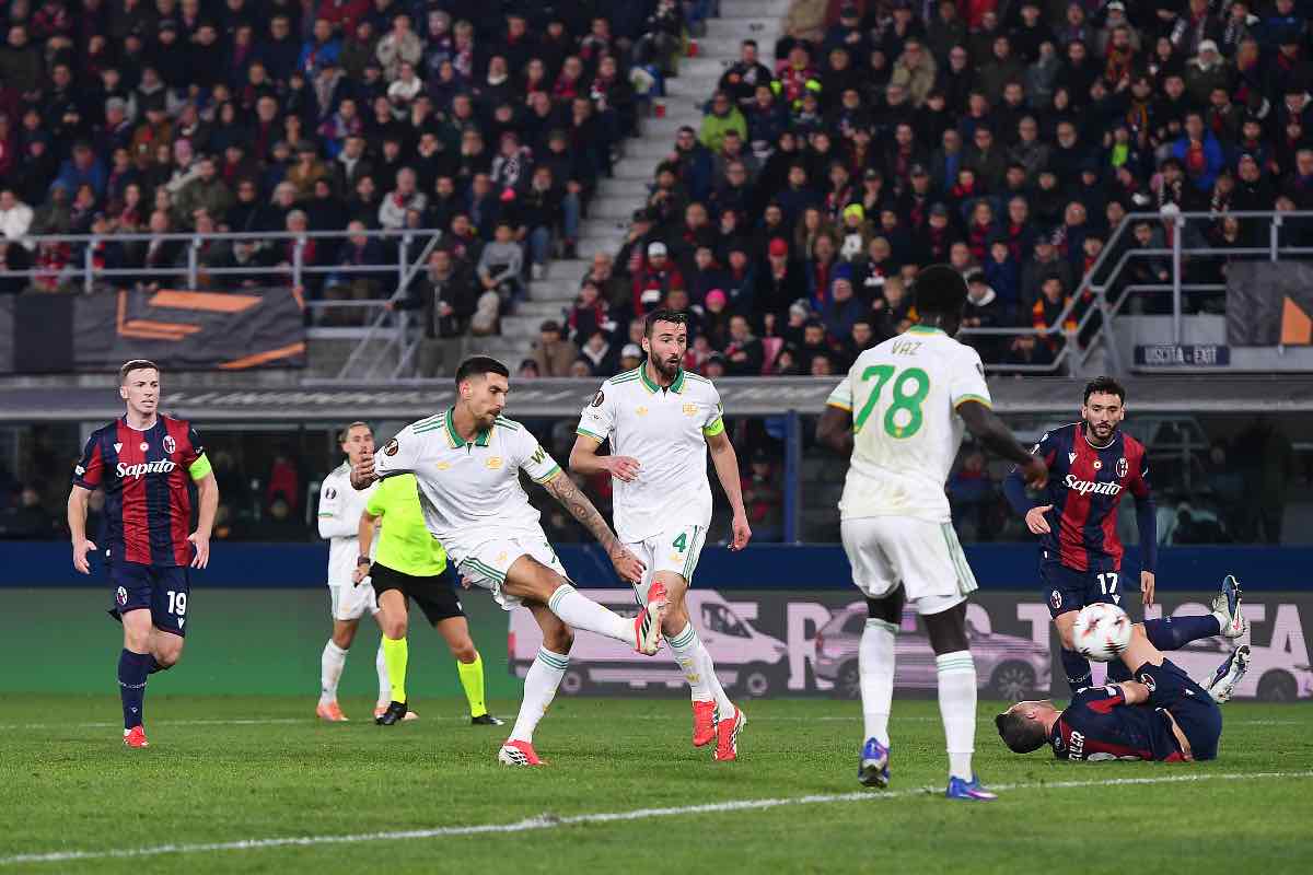 Pellegrini segna il gol del pareggio in Bologna-Roma di Europa League