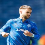 LASGOW, SCOTLAND - APRIL 26: Nicolas Raskin of Rangers warms up ahead of kick off during the William Hill Premiership match between Rangers and Motherwell at Ibrox Stadium on April 26, 2026 in Glasgow, Scotland.