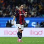 Riccardo Orsolini esulta dopo il gol in Bologna-Inter di Supercoppa Italiana