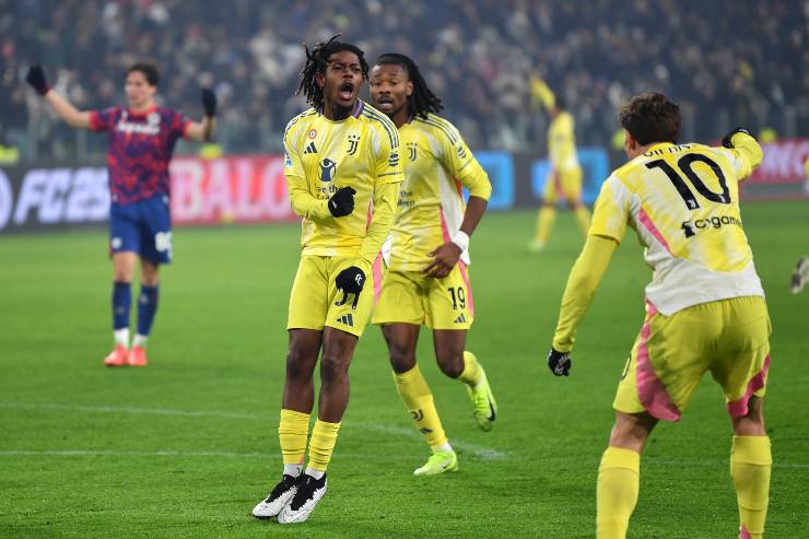 Mbangula esulta dopo il gol al Bologna