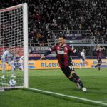 Nicola Sansone of Bologna FC celebrates after scoring his team's second goal during the Serie A match between Bologna FC and Internazionale at Stadio Renato Dall'Ara on April 27, 2022 in Bologna, Italy.