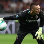 Lukasz Skorupski of Bologna FC in action during the Serie A match between AC Milan and Bologna FC 1909 at Giuseppe Meazza Stadium on September 14, 2025 in Milan, Italy.