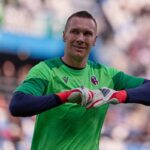 MARCH 15: Lukasz Skorupski of Bologna FC looks on prior to the Serie A match between US Sassuolo Calcio and Bologna FC 1909 at Mapei Stadium Citta del Tricolore on March 15, 2026 in Sassuolo, Italy.