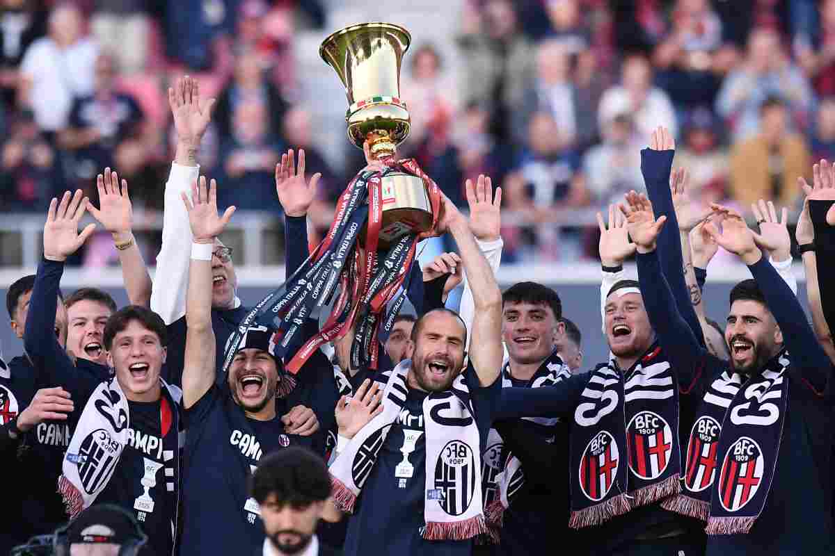 Il Bologna festeggia la Coppa Italia