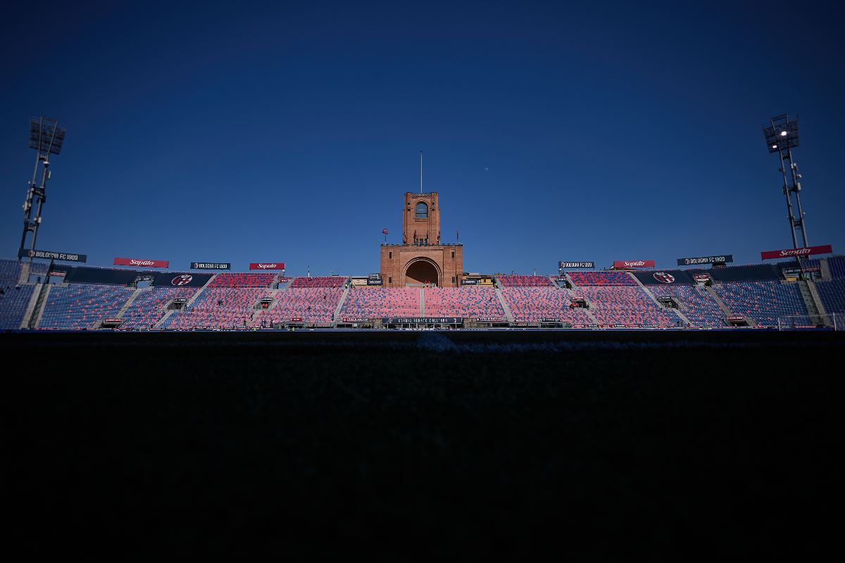 A general view inside the stadium prior to the Serie A match between Bologna FC 1909 and AS Roma at Renato Dall'Ara Stadium on April 25, 2026 in Bologna, Italy.