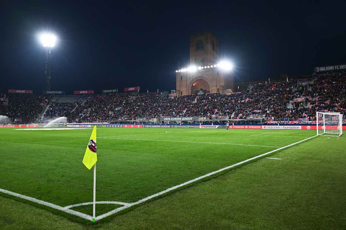 Lo stadio Dall’Ara prima di Bologna-Roma di Europa League