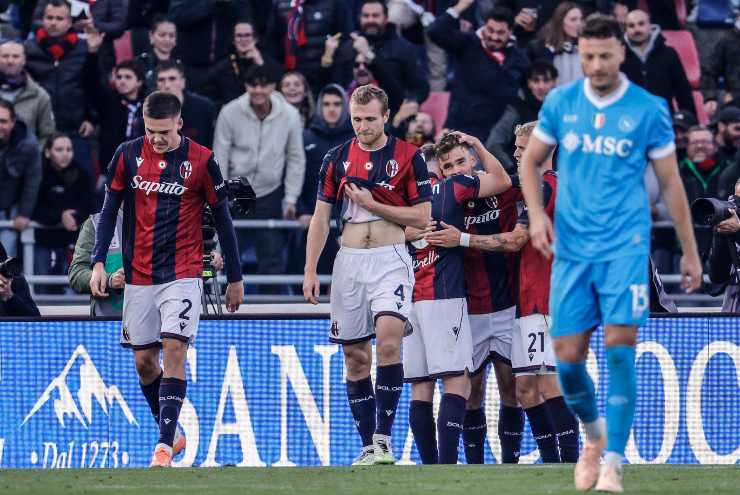 Thijs Dallinga esulta dopo il gol al Napoli