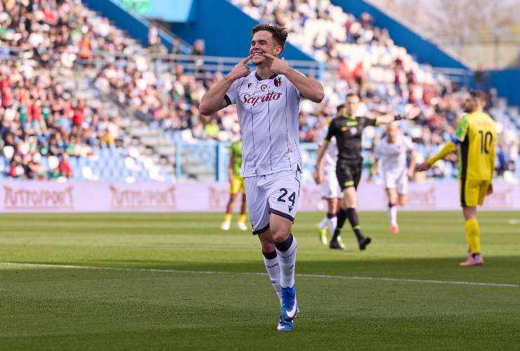 Dallinga dopo il goal segnato contro il Sassuolo 