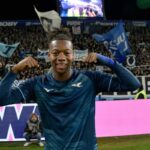 Tijjani Noslin festeggia la vittoria in Parma-Lazio