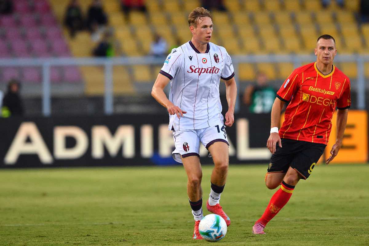 Torbjørn Heggem in azione durante Lecce-Bologna