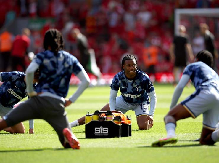 Udogie durante un riscaldamento