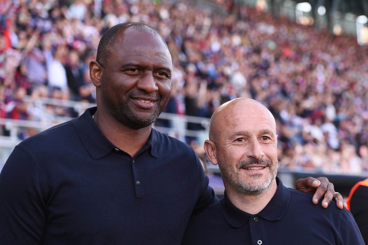 Patrick Vieira e Vincenzo Italiano prima di Bologna-Genoa