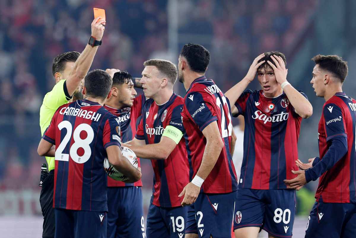 L'espulsione di Charalampos Lykogiannis in Bologna-Brann