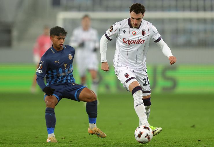 Nadir Zortea in azione contro il Maccabi Tel Aviv