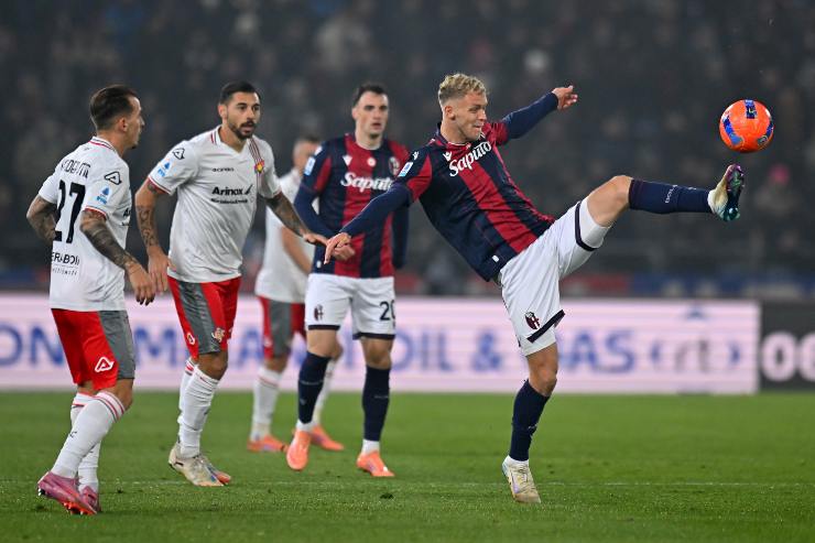 Jens Odgaard in azione durante Bologna-Cremonese
