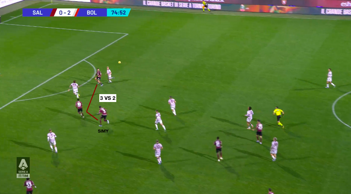 Il gol di Simy che ha accorciato le distanze
