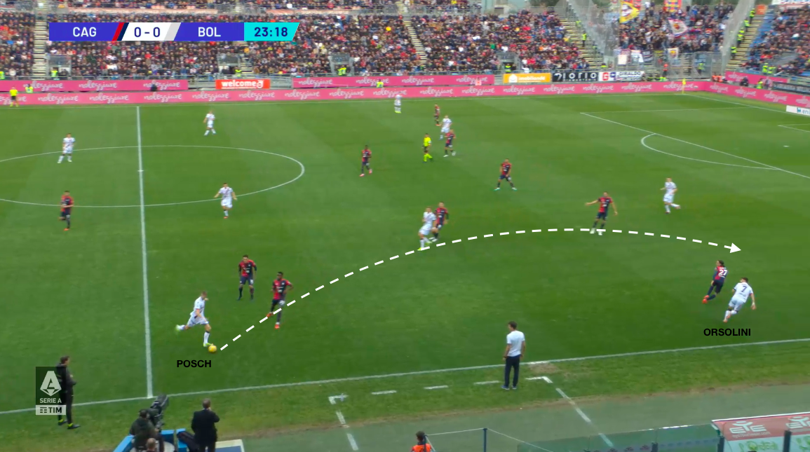Il gol del Bologna di Orsolini