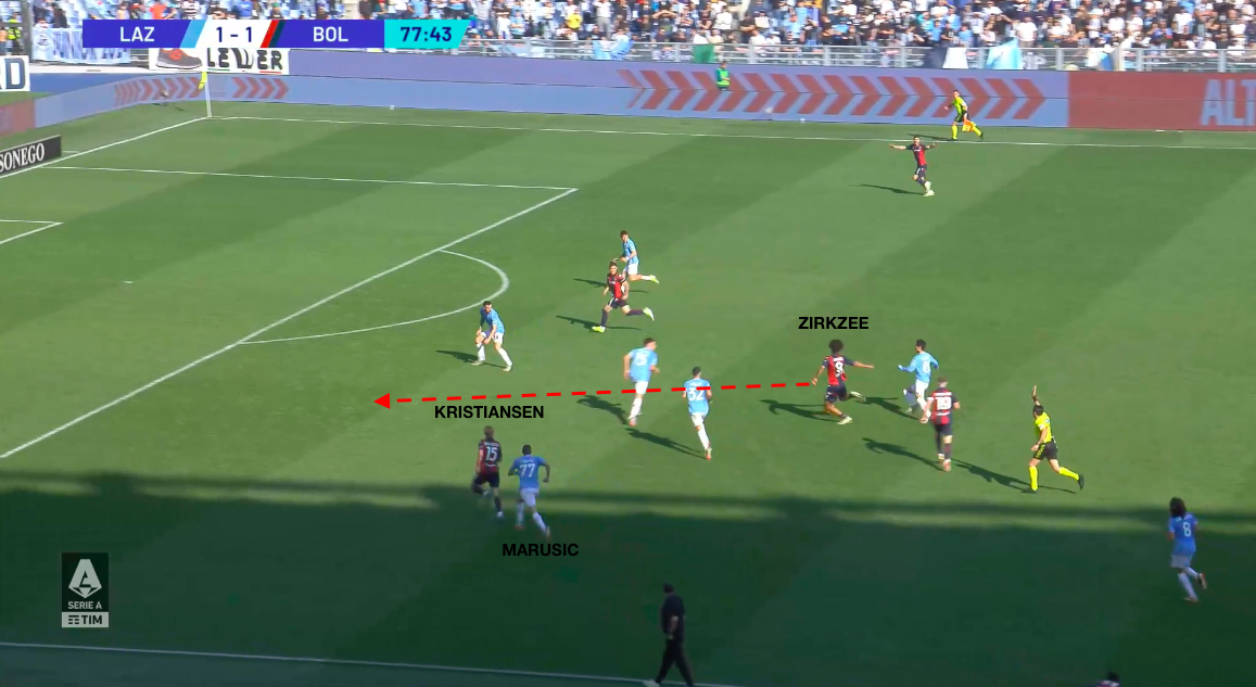 Il gol di Zirkzee che ha chiuso la partita