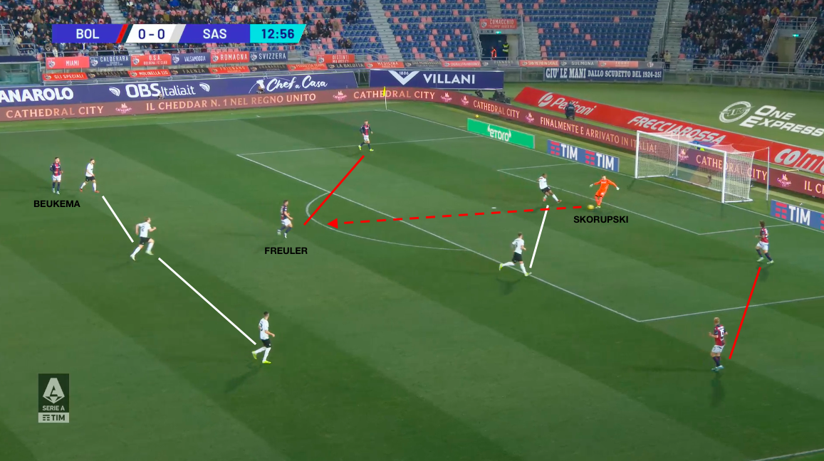Il gol del vantaggio del Sassuolo