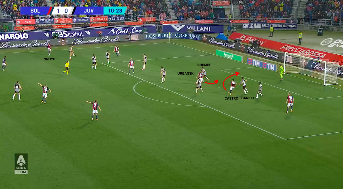 Il gol del 2-0 del Bologna