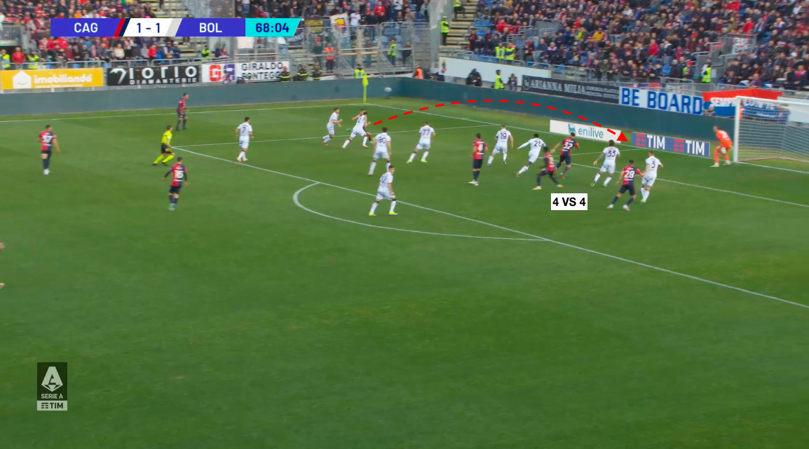 Il gol del vantaggio del Cagliari