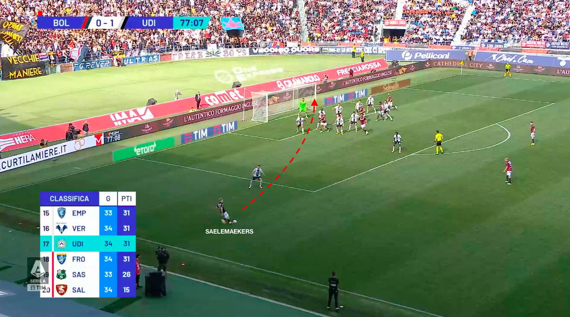 Il gol del pareggio del Bologna