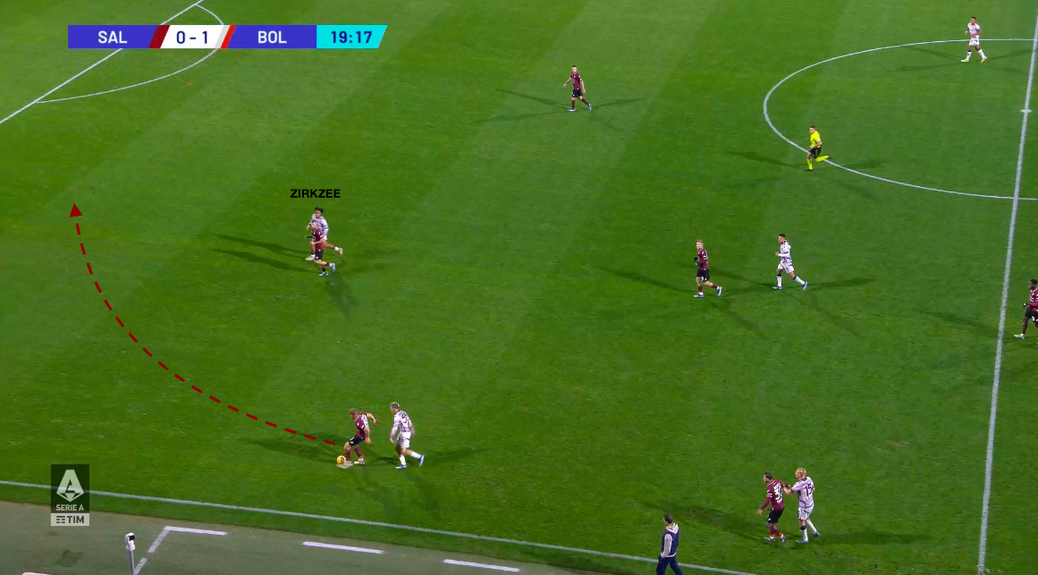 Il gol del raddoppio di Zirkzee
