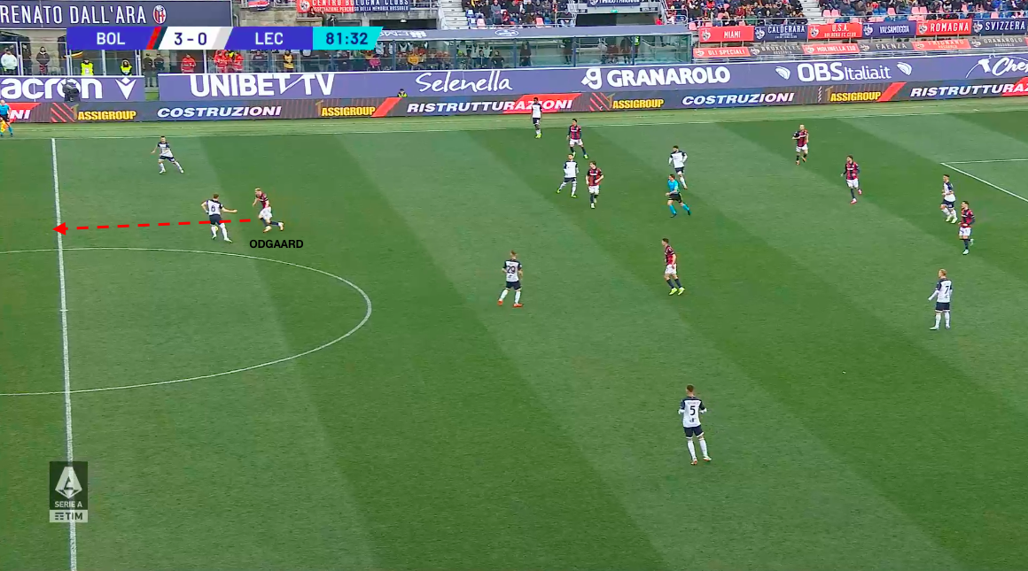 Il gol del 4-0 di Odgaard