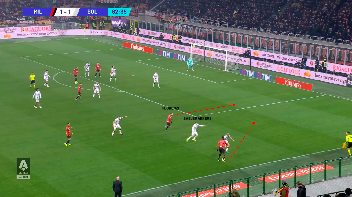 Azione che porta al gol del 2-1 rossonero