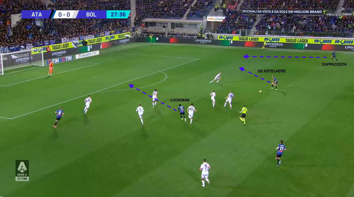 Lookman dà il via all'azione del gol del vantaggio