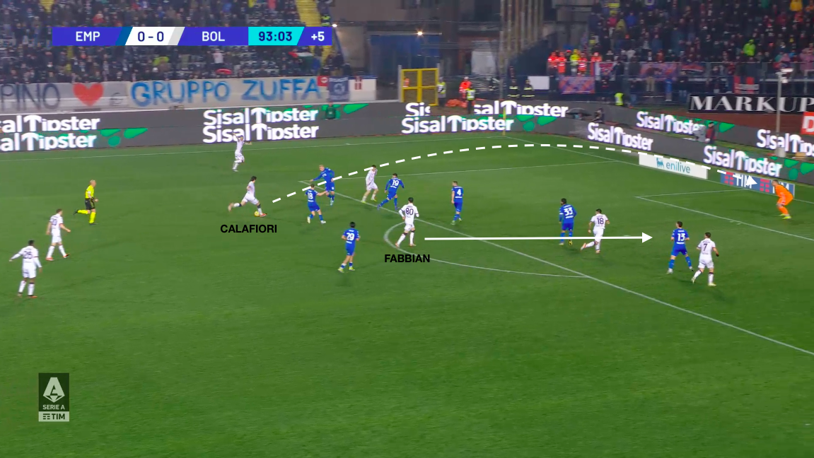 L'azione del gol del Bologna