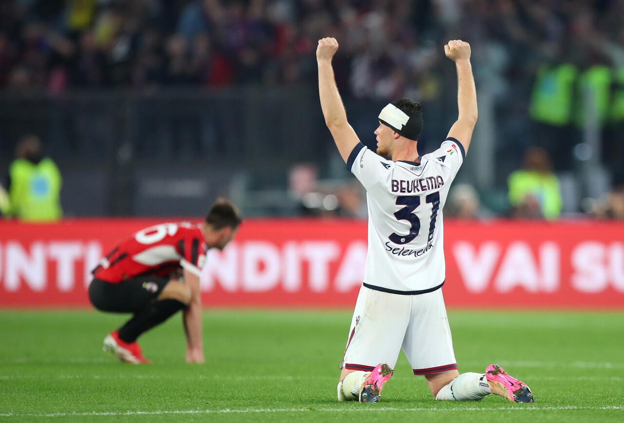 L'esultanza di Sam Beukema (Photo by Paolo Bruno/Getty Images Via OneFootball)